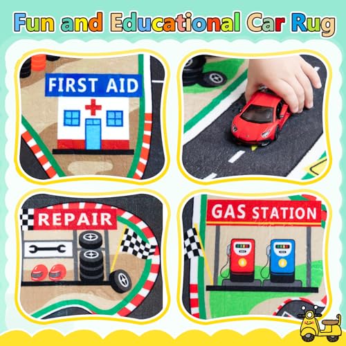 Kids Race Track Play Mat Rug
