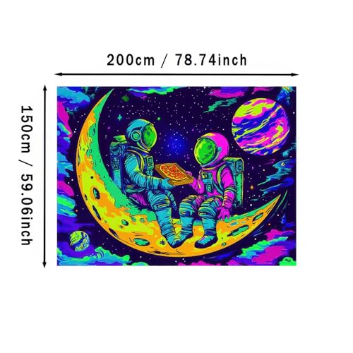 Blacklight Tapestry Astronaut Moon UV Backdrop 78 x 59 Inch