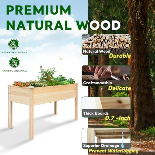 BSP Raised Garden Bed with Legs Outdoor Elevated Planter Box Flower Bed Wood Planter for Vegetable Herb Upgraded Solid Structure Growing Box Suitable for Backyard Patio and Balcony