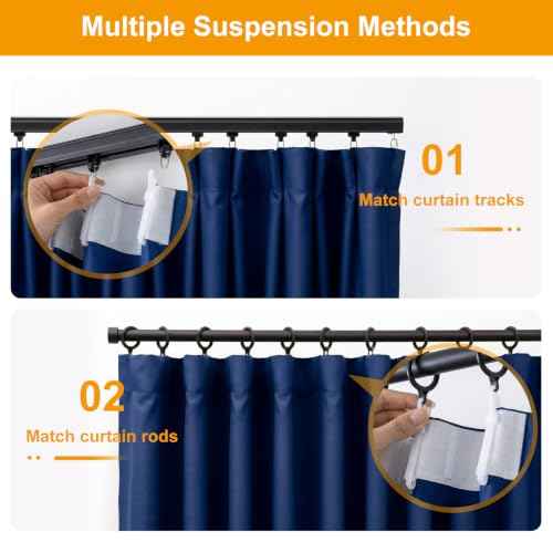 Room Divider Curtains Blackout Floor to Ceiling Curtain with Hook Sliding Door Curtains Ceiling Mount Extra Wide Curtain Wall Divider for Room Separation