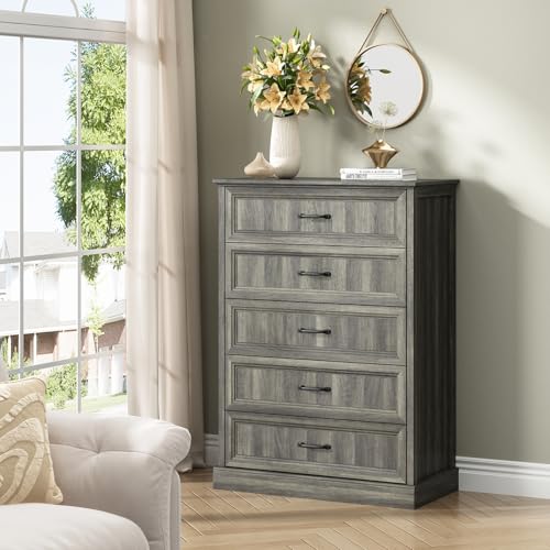 Farmhouse 5 Drawer Dresser for Bedroom