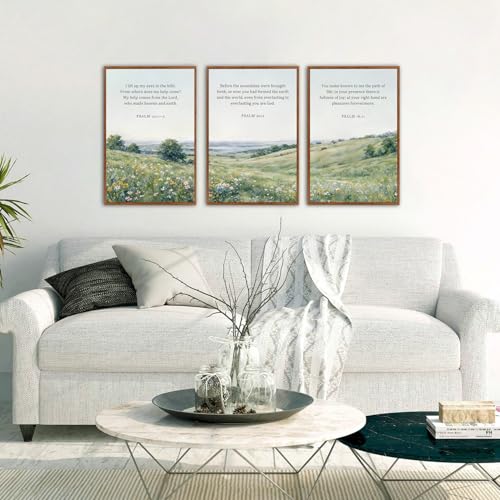 KAlRNE Scripture Wall Art Botanical Green Print Bible Verse Set (3 Count)