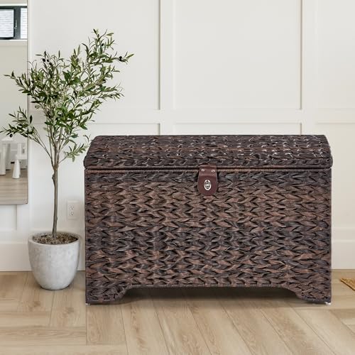 178L Handwoven Wicker Storage Basket with Lid