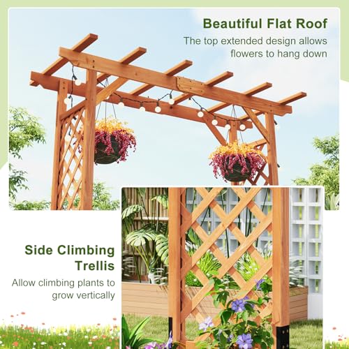 7FT Wooden Garden Arbor Trellis