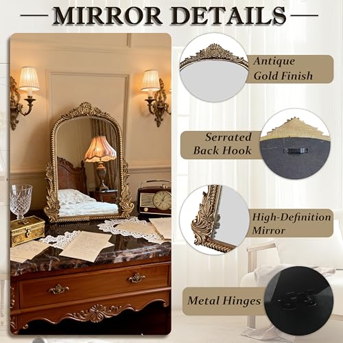 Vintage Carved Resin Desk Mirror