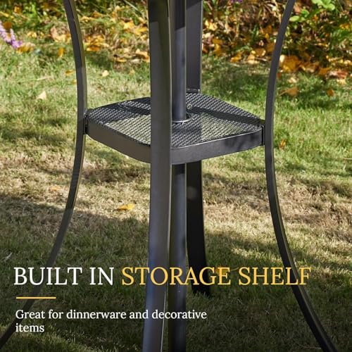 28" Round Outdoor Bar Table with Adjustable Umbrella Hole