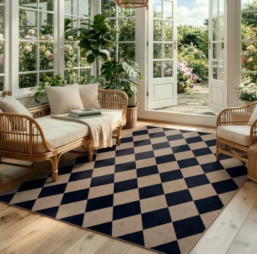 Checkered Easy Jute 5x7 Outdoor Rug