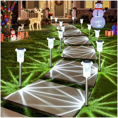Solar Pathway Lights Outdoor Waterproof Cold White LED 15 Pack (15 Count)