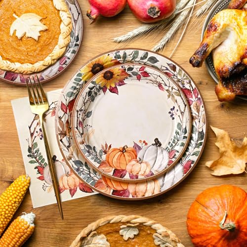 200 Pcs Fall Paper Plates and Napkins (200 Count)
