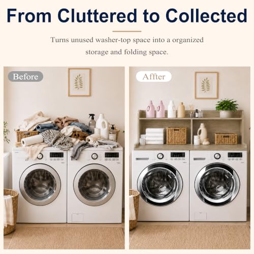 Washer Dryer Countertop with Extra Tall Shelf