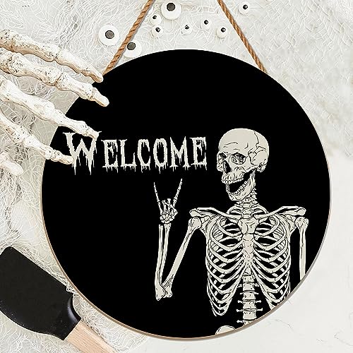 Halloween Decorations Wreath Halloween Skull Welcome Door Sign Front for Door Decoration
