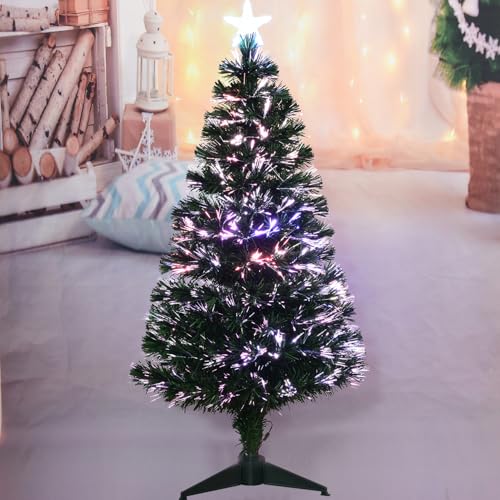 4FT Fiber Optic Green Christmas Tree Artificial Tree with Stand