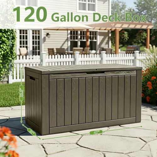 120 Gallon Waterproof Large Resin Deck Box