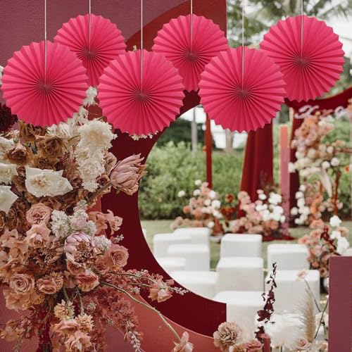 Red Birthday Decorations DIY Red Paper Fans Hanging Decoration 16in (30 Count)