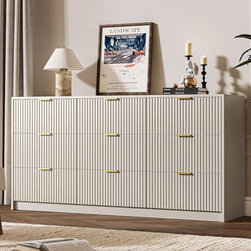 Beige 9 Drawer Dresser for Bedroom