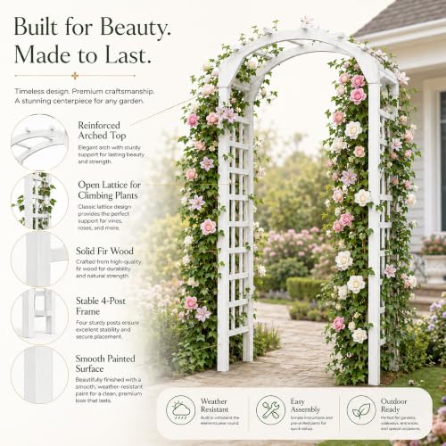 Solid Fir Wood Garden Arch Trellis for Climbing Plants Outdoor