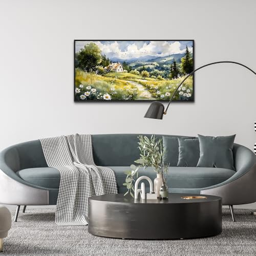 Black Framed Canvas Wall Art For Living Room Wall Decor For Bedroom Office Pastoral Scenery Paintings Modern Wall Pictures Artwork Room Aesthetic Home Decor 20x40 In