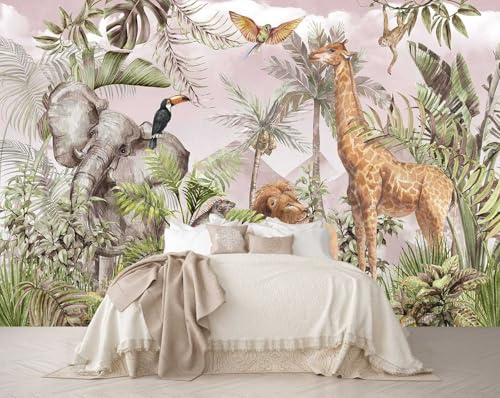 Watercolor Paintings Tropical Jungle Animals Safari