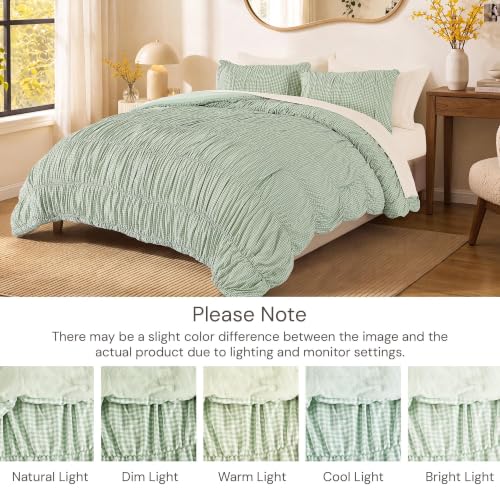 Green Gingham Twin XL Comforter Set