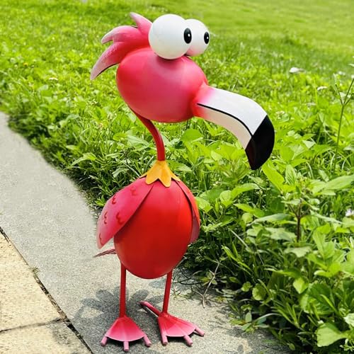 Flamingo Decor Yard Decorations Outdoor Garden Statue Outside Metal Bird Courtyard Art Pink Flamingos for Patio Backyard Porch Decoration