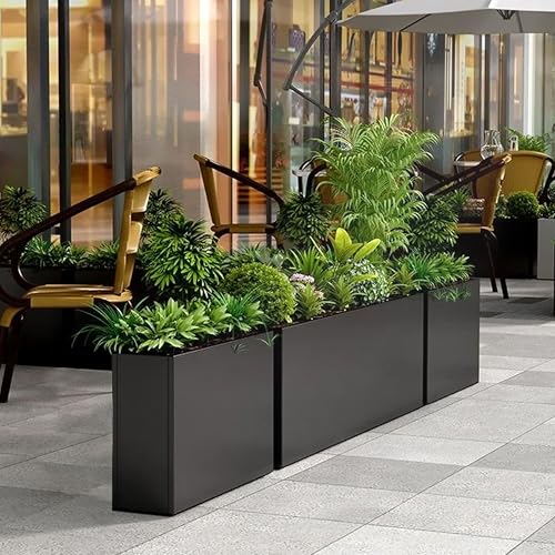 Metal Rectangular Planter 30" L x 12" W x 24" H Tall Black Metal Planter