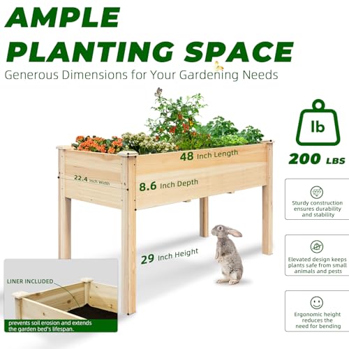 BSP Raised Garden Bed with Legs Outdoor Elevated Planter Box Flower Bed Wood Planter for Vegetable Herb Upgraded Solid Structure Growing Box Suitable for Backyard Patio and Balcony