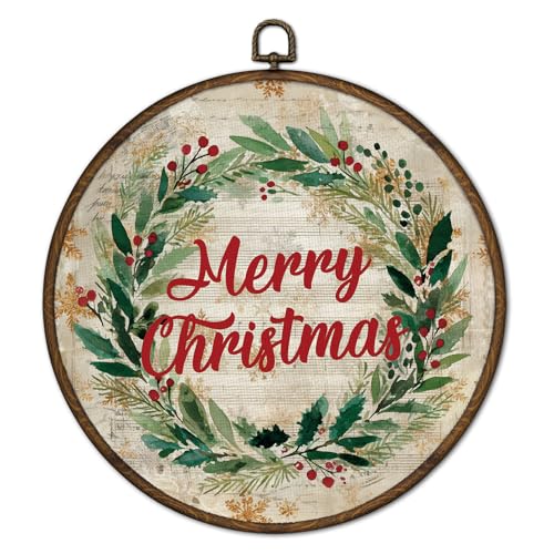 Vintage Christmas Wreath Snowflake Wall Art Decor Framed