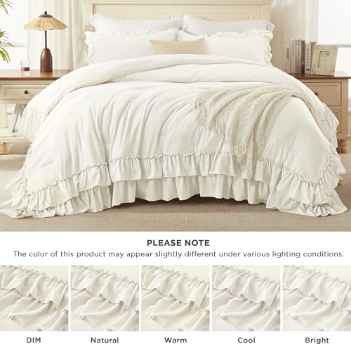 Ivory Twin XL Ruffle Comforter Set