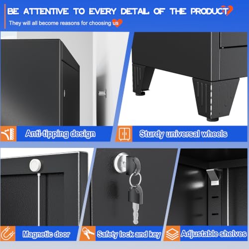 79" Tall Metal Pantry Storage Cabinet with Lock