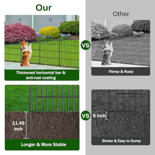 10 Panel No Dig Decorative Garden Fence 24" H x 20'L Outdoor Dog Barrier (40 Sq Ft)