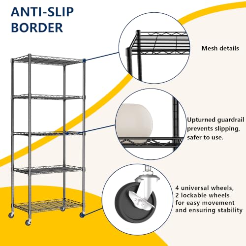 5 Wire Shelving Metal Storage Rack Adjustable Shelves