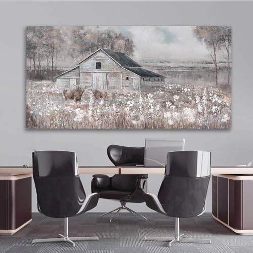 Landscape Canvas Wall Art Animal Photo Prints White and Brown Wall Hanging Decor 24"x48" Decorations for Bedroom Office Art