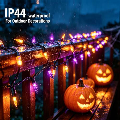 Purple and Orange Halloween Lights (21 Foot)