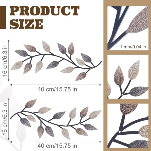2 Pcs Metal Leaf Wall Art Vine Branch Decor (2 Count)