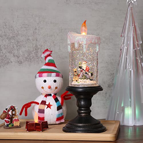 Santa Christmas Snow Globe Flameless Candle Battery Operated