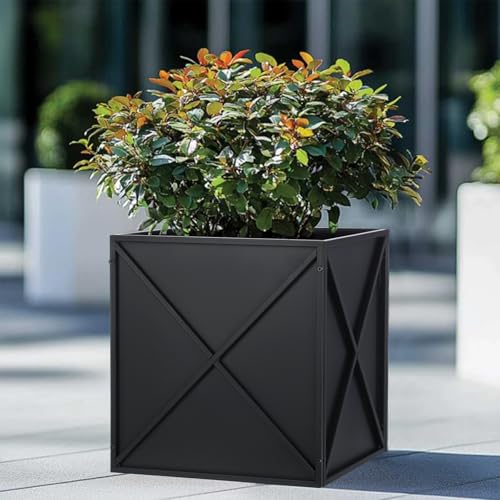 Metal Square Planter Box Tall Planters for Outdoor Plants Modern Heavy Duty with Drainage Holes for Outside Indoor Patio Deck