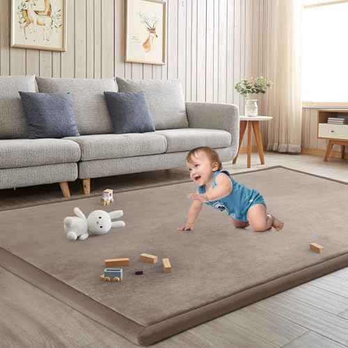 Baby Play Mat for Floor Nursery Rug Muscle Mat Area Rug Playroom Rug 47"x47" Playpen Mat Elastic Foam 1.3" Thick Crawling Mat for Babies