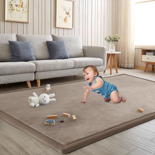 Baby Play Mat for Floor Nursery Rug Muscle Mat Area Rug Playroom Rug 74"x50" Playpen Mat Elastic Foam 1.3" Thick Crawling Mat for Babies