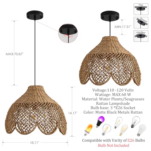 18" Rattan Pendant Light
