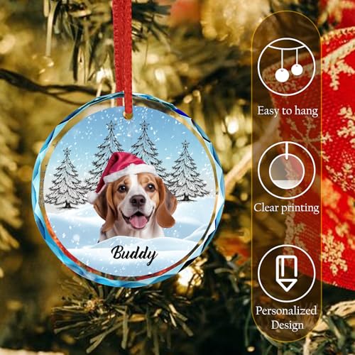 Personalized Pet Memorial Gift 2025 Custom Photo Crystal Christmas Ornament in Loving Memory of Dog