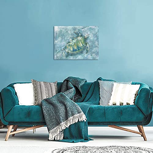 Canvas Wall Art for Bedroom Sea Turtle Wall Decor Pictures for Wall Blue Artwork Pictures Green Turtle Wall Decorations for Bathroom Bedroom Home Office 24 x 36 inches