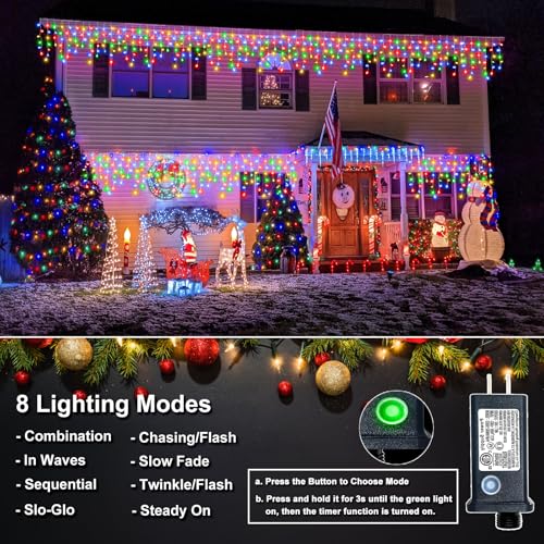 16.5FT 200 LED Icicle Lights for Outside