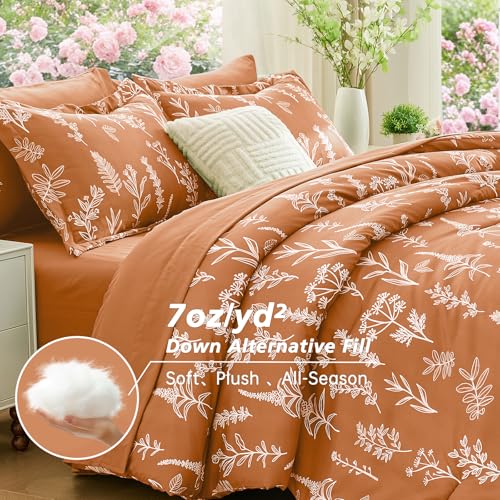 Burnt Orange Bed in a Bag King 7 Pieces