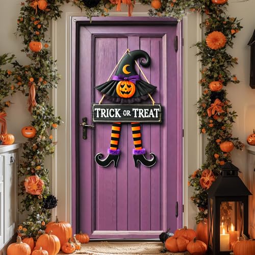Halloween Door Cover Trick Treat Striped 35x71 Inch Polyester