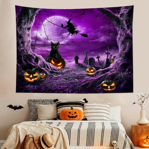 Purple Horror Halloween Tapestry