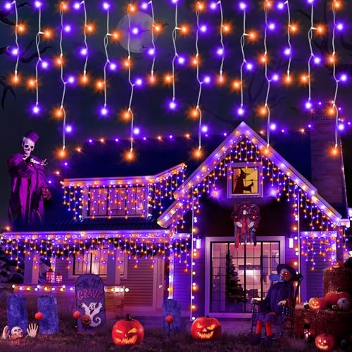 131FT 1280LED Orange Purple Halloween Lights Outdoor 8Modes Plug