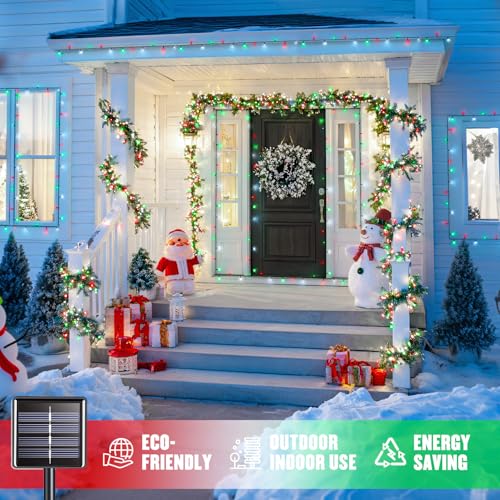 2 Pack Solar Christmas Lights Tot. 66FT 200LED Red White and Green (66 Foot)