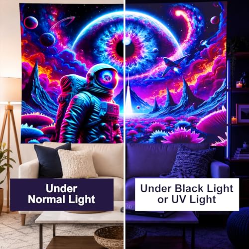Blacklight Tapestry Astronaut Glow Backdrop 78 x 59 Inch