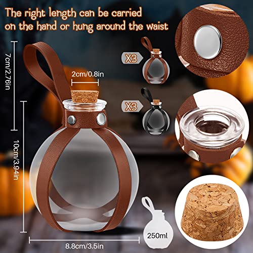 6 Pcs Halloween Glass Potion Bottles with Cork Belt (6 Count)