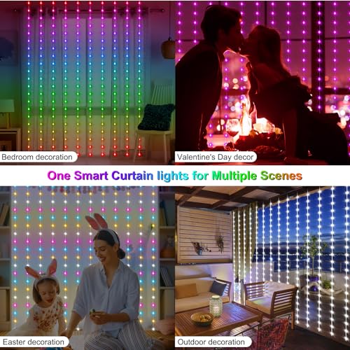 Smart Curtain Lights 6.6 x 9.8Ft 16 Million Colors Changing (300 Count)